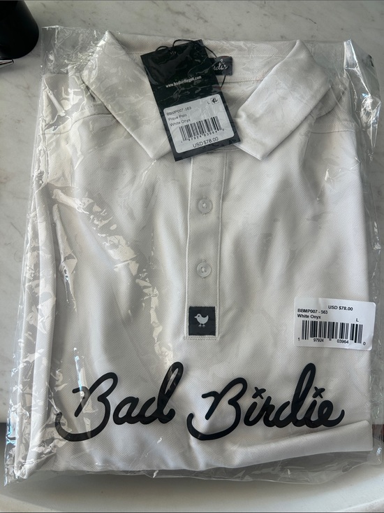 Bad Birdie Other - Bad Birdie White Men’s Polo with Script Logo